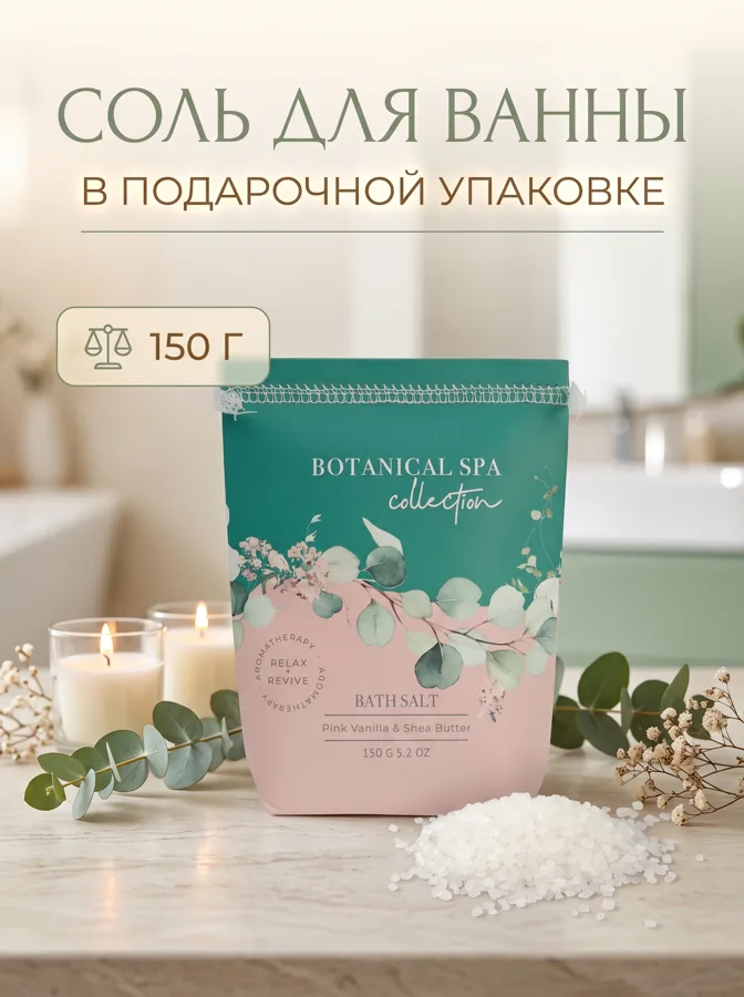 Соль для ванны в подарочной упаковке Ботанический Спа, 150 г