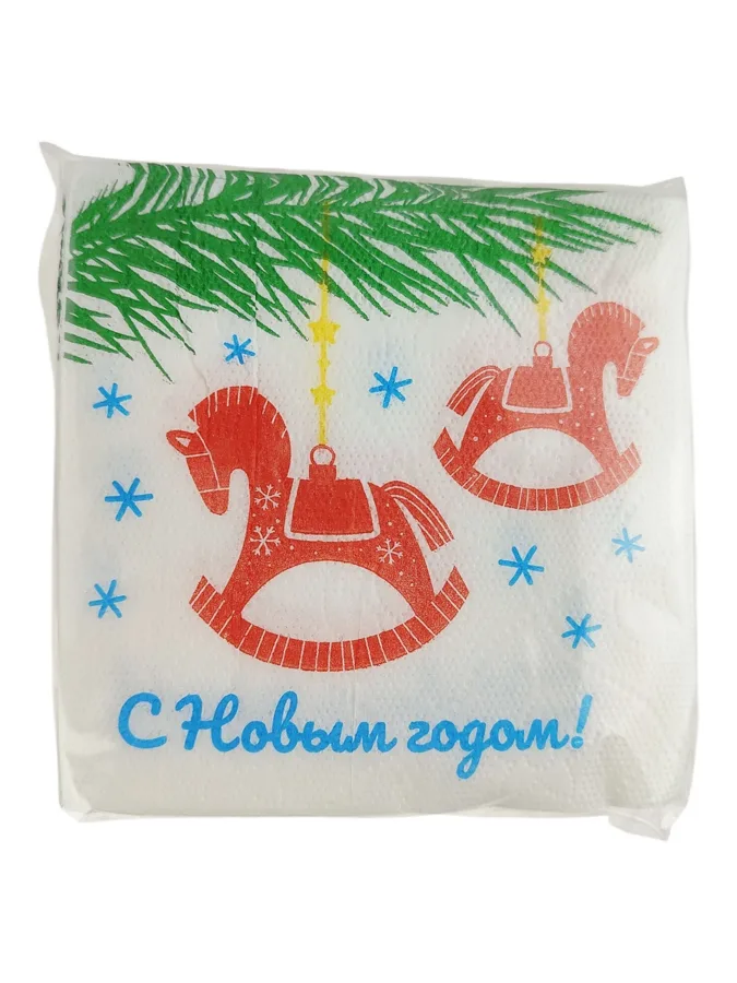Салфетки бумажные Нимфа Лошадки, 1 слой, 24х24см, 100шт