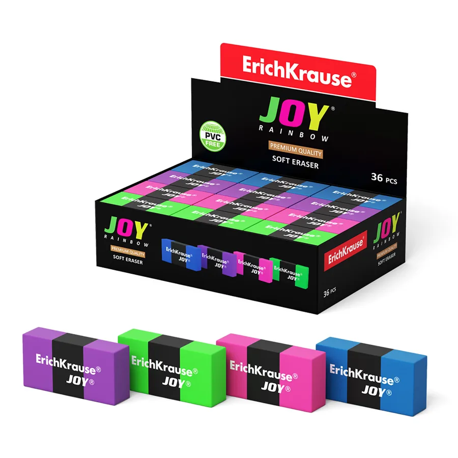 Ластик ErichKrause JOY, Rainbow. в ассортименте, 4х2см