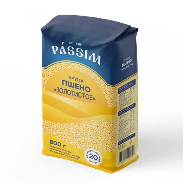 Крупа ПАССИМ Пшено Отборное 800г п/пак/12