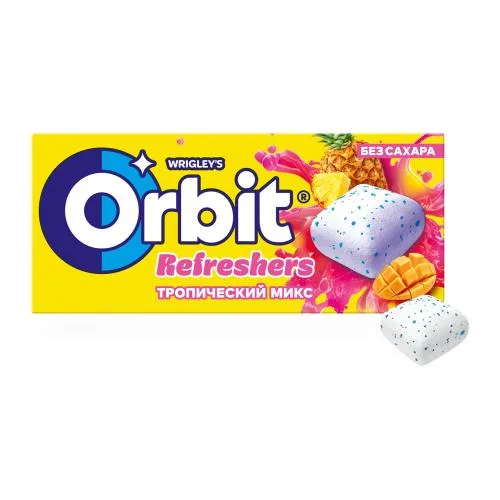 Жевательная резинка Orbit Refreshers Освежающие кубики Тропический вкус без сахара 16г