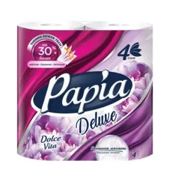 Туалетная бумага PAPIA Deluxe с ароматом Dolce Vita четырехслойная 4 рулона