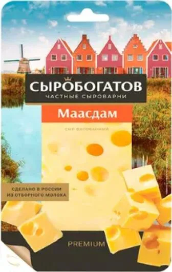 Сыр 45% Сыробогатов Маасдам нарезка, 125 г