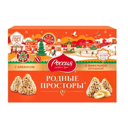 Конфеты Родные просторы с вафельной крошкой Россия Щедрая Душа 180г