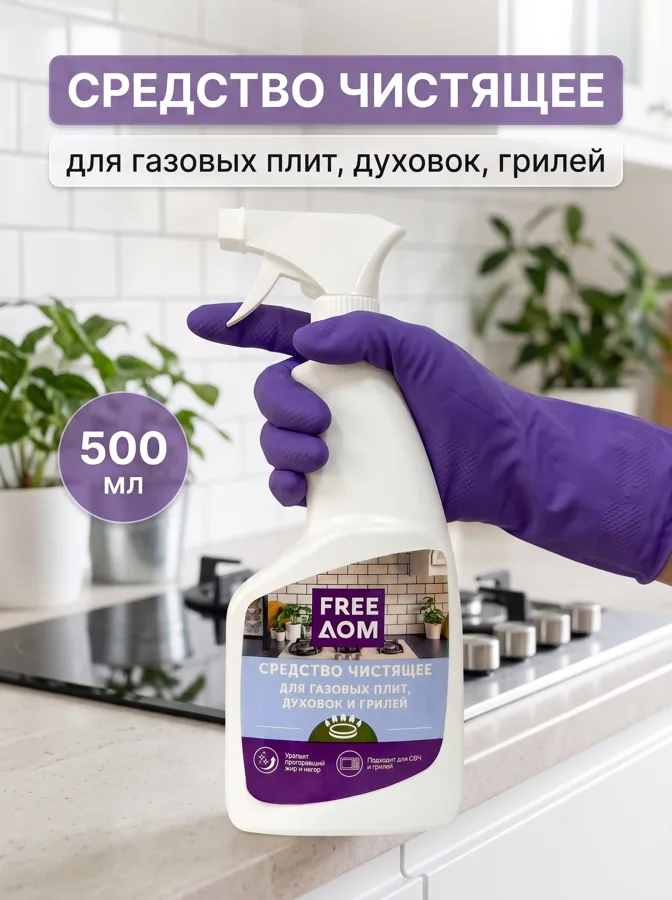Средство чистящее FreeДом, для газовых плит, духовок, грилей, 500мл