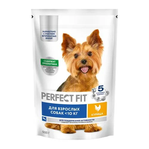 Сухой корм для собак маленьких пород с курицей Perfect Fit 500г