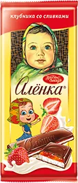 ШОКОЛАД АЛЁНКА, КЛУБНИКА СО СЛИВКАМИ, МОЛОЧНЫЙ, 87 Г