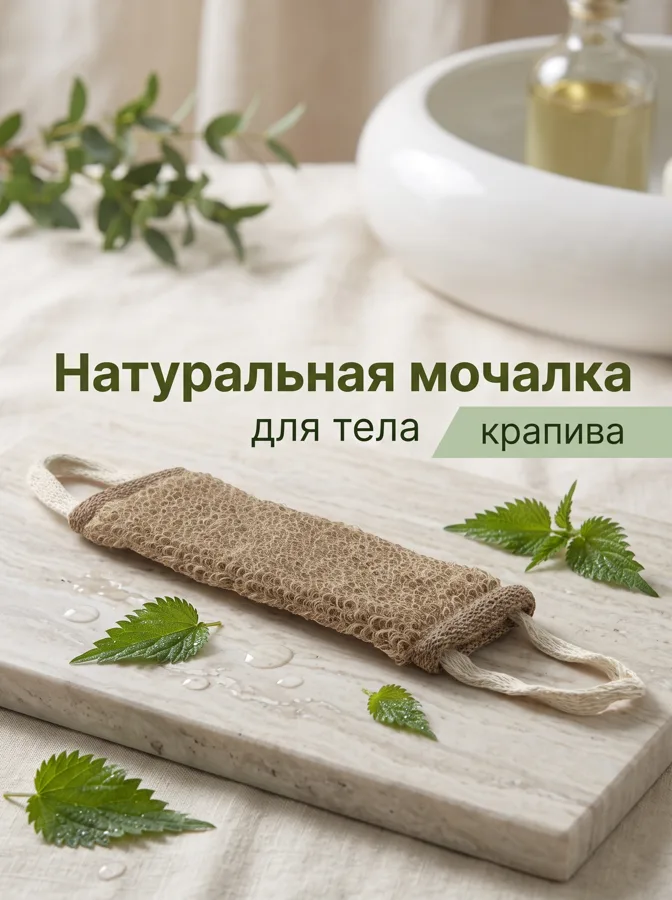 Мочалка для тела Vival, крапива, 32х12 см