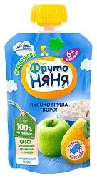 Пюре ФРУТОНЯНЯ яблоко груша творог бзмж м/у 90г