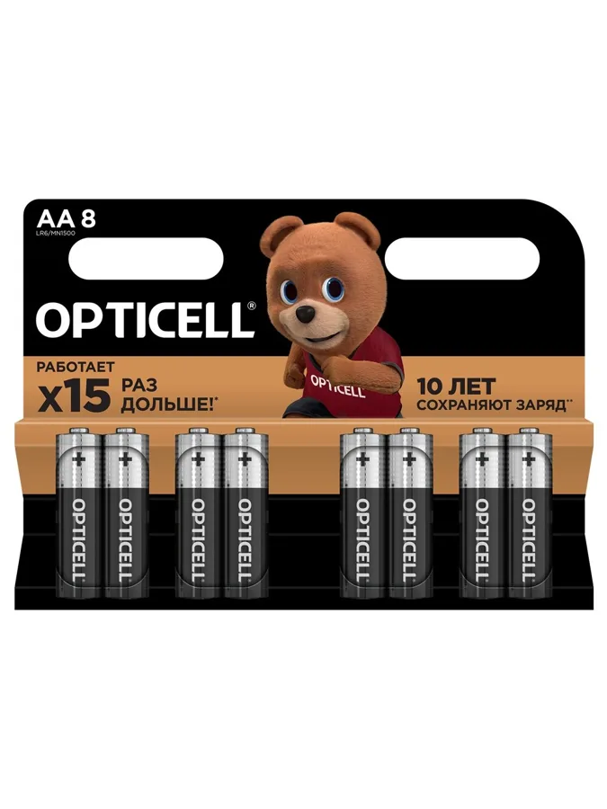 Батарейки Opticell Basic, LR06, АА, щелочные, 8шт
