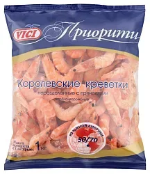 Креветки ВИЧИ Королевские неочищенные глазурь не более 14% в/м 1кг · цена за 100 грамм