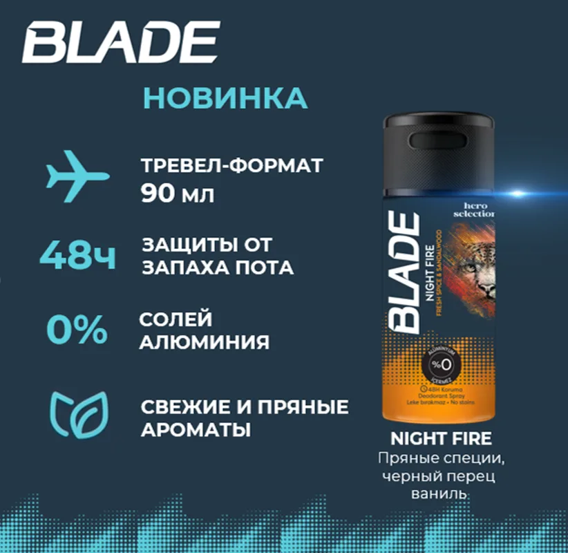 Дезодорант-спрей  мужской BLADE Night Fire 90 мл
