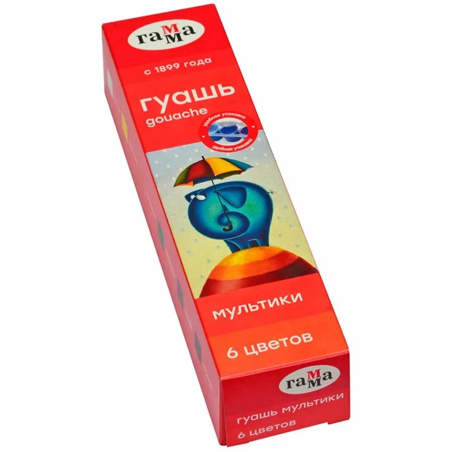 Гуашь Гамма Мультики, 6 цветов, 15мл