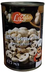 Шампиньоны ЛОЗАТО резаные ж/б 425мл