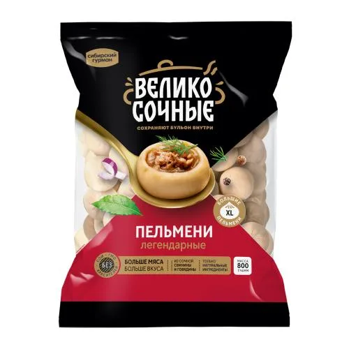 Пельмени Великосочные Легендарные говядина свинина 800г