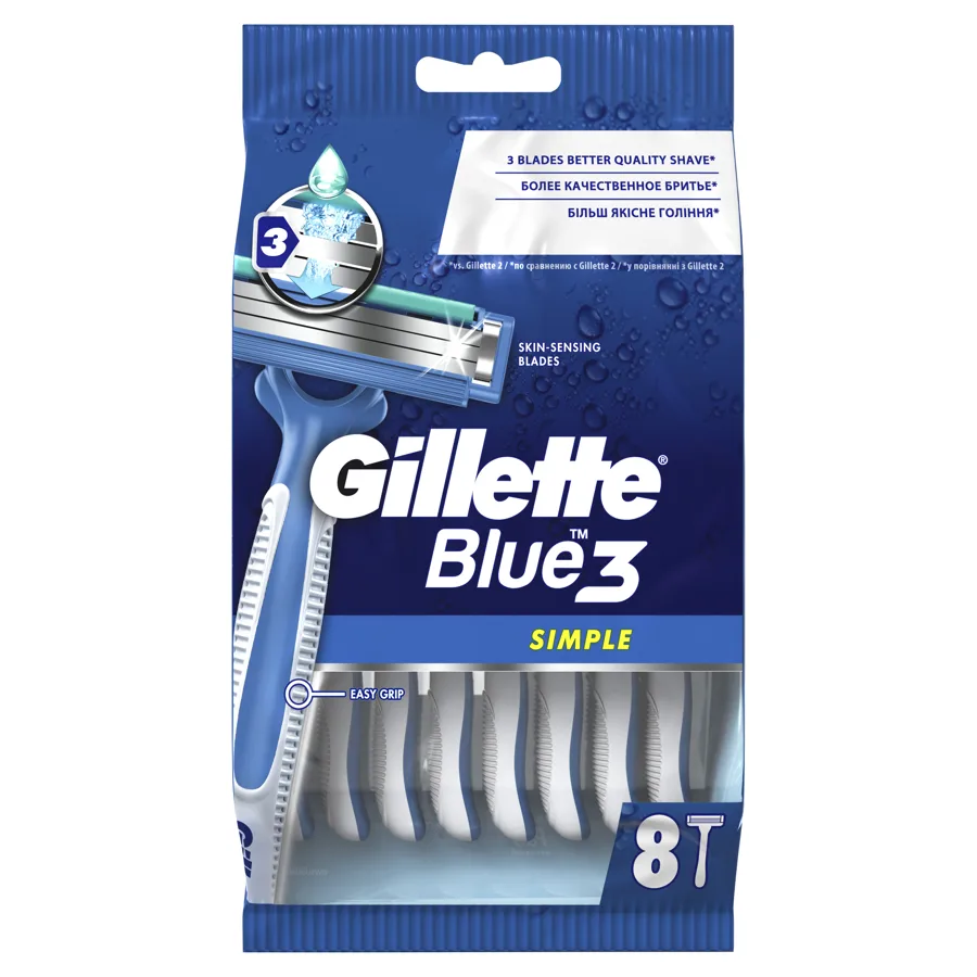 GILLETTE БЛЮ Простой3 (BLUE Simple3 Бритвы одноразовые 8шт