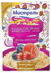 Каша овсяная МИСТРАЛЬ ягоды Карелии черника брусника малина м/у 40г