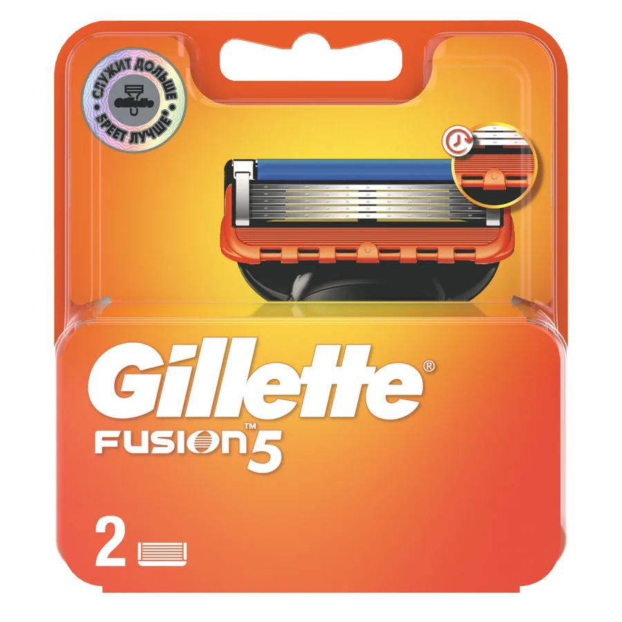 Сменные кассеты для бритвенного станка Gillette Фьюжн (Fusion5), 5 лезвий, 2шт