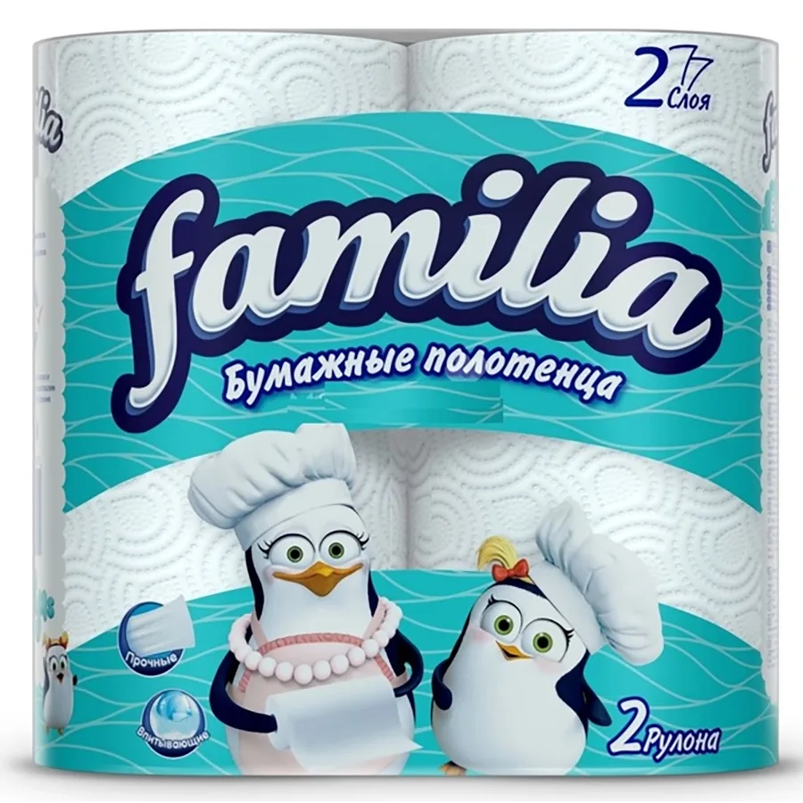 Бумажные полотенца Familia, 2 слоя, 2шт