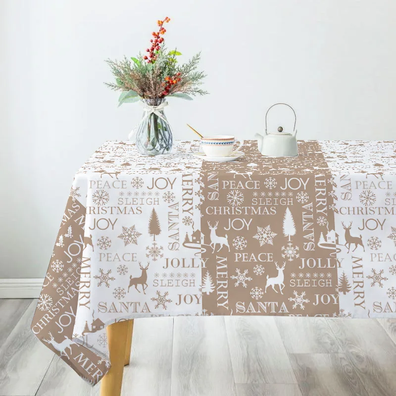 Скатерть Василиса Kitchen Line Новогодние олени, рогожка, размер: 145x150см
