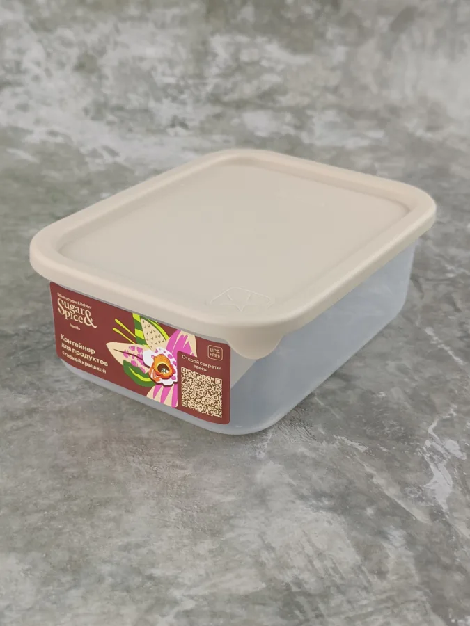 Контейнер прямоугольный Sugar&Spice Vanilla, 14х10.5х5 см, 0.5 л, латте