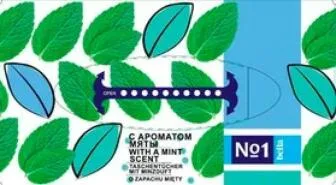 Бумажные платочки двухслойные Bella №1 с запахом мяты, 150 шт