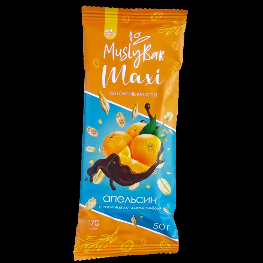 Батончик мюсли MuslyBar Maxi, апельсин, 50г