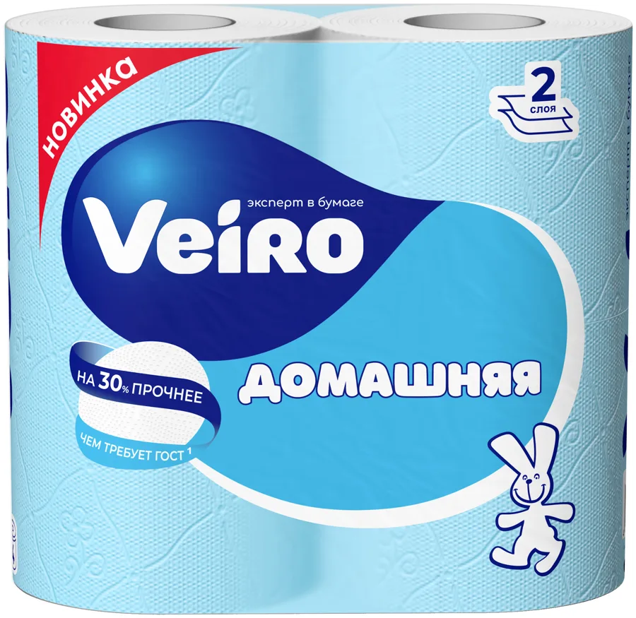 Туалетная бумага VEIRO Домашняя 2 слоя 4 рулона
