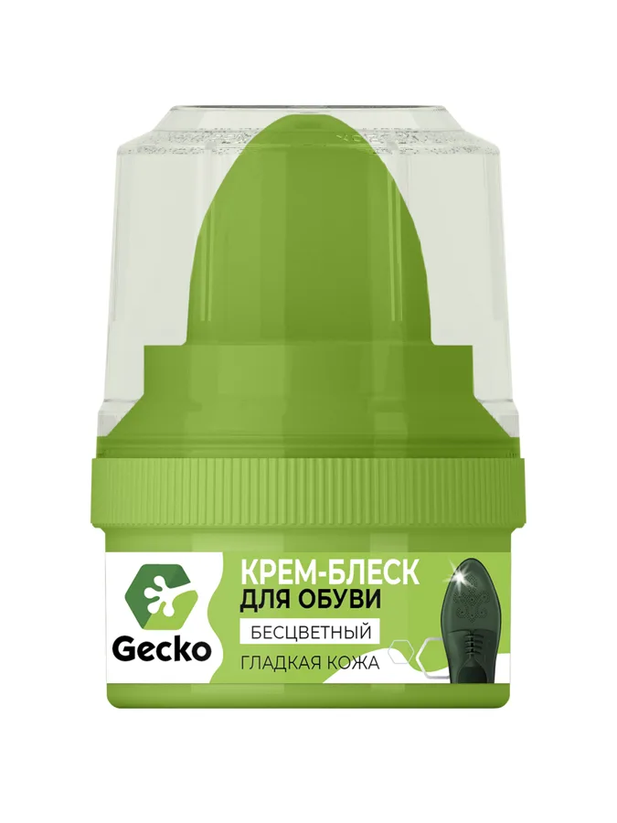 Крем-блеск Gecko, с губкой, бесцветный, 60мл