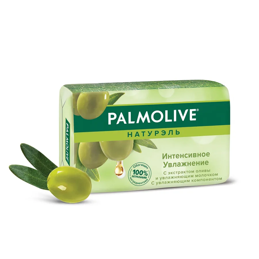 Мыло туалетное Palmolive Натурэль Интенсивное увлажнение, с экстрактом оливы и увлажняющим молочком, 90г