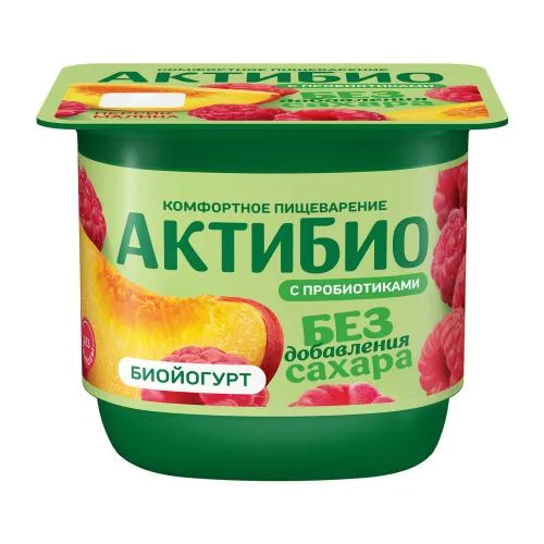 Биойогурт персик и малина без сахара Актибио 3% 130г