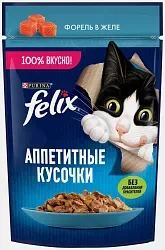 Корм для кошек ФЕЛИКС Аппетитные кусочки с форелью в желе 75г