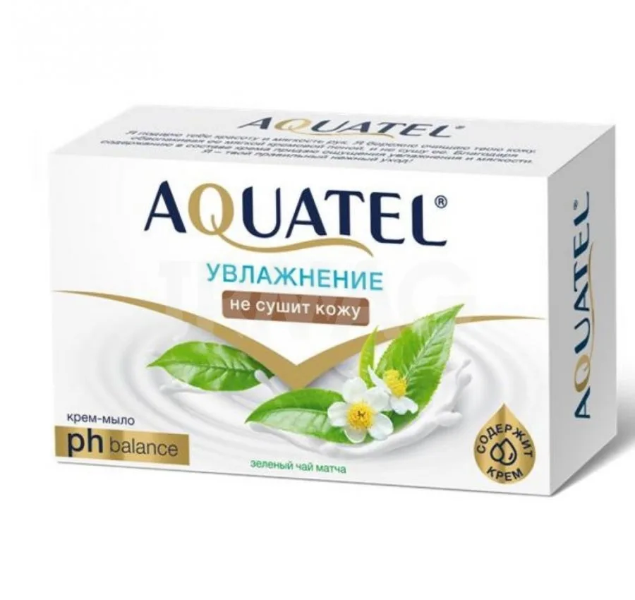 Крем-мыло туалетное Aquatel Зеленый чай матча, 90г
