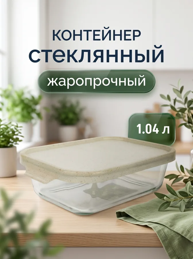 Контейнер стеклянный Container Soft Эко, 1.04 л