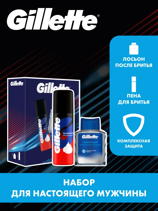 Набор подарочный Gillette Series: лосьон после бритья Освежающий 50мл, пена для бритья Классическая 50мл
