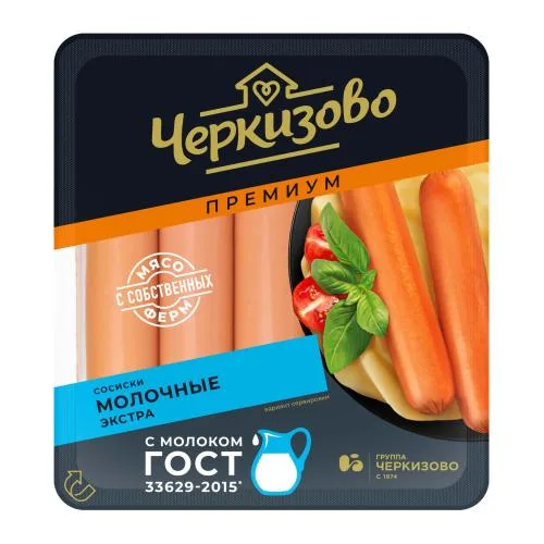 Сосиски Черкизово Премиум Молочные Экстра 400г
