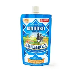 Сгущенное молоко АЛЕКСЕЕВСКОЕ цельное с сахаром бзмж 8.5% д/пак 100г