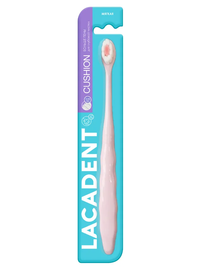 Зубная щетка Lacadent Coushion, мягкая щетина, в ассортименте, 1 шт