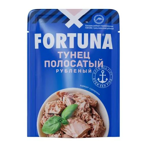 Тунец полосатый рубленный в собственном соку Fortuna 100г