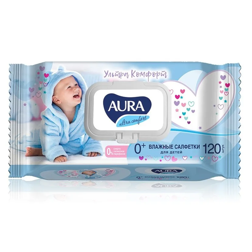 Влажные салфетки детские Aura Ultra Comfort Алоэ, 120шт