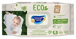 Влажные детские салфетки СОЛНЦЕ И ЛУНА Эко 100шт