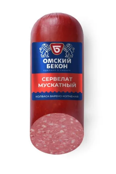 Сервелат Омский Бекон Мускатный в/к 350г в/уп/8
