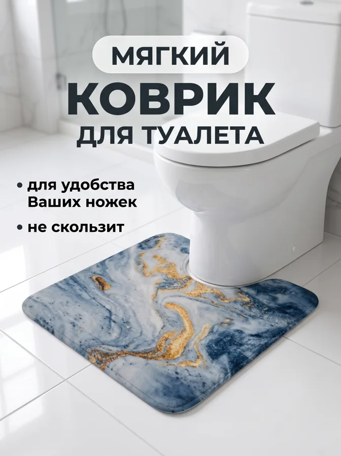 Коврик для туалета Серый мрамор, полиэстер, 45х45 см