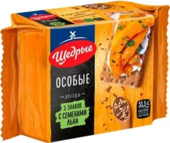 Хлебцы Щедрые особые 5 злаков, с семенами льна, 200 г