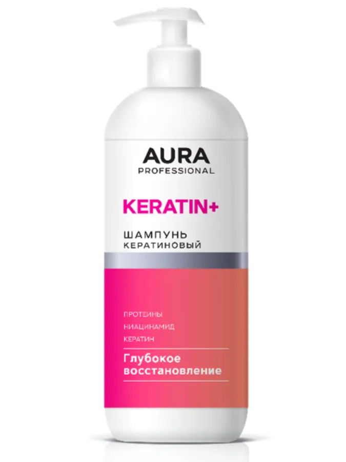 Шампунь для волос Aura Professional Кератин+ Глубокое восстановление, 1000мл