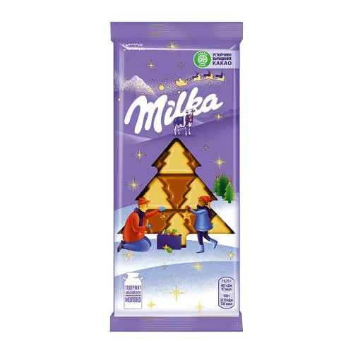Шоколад молочный с белым Елочка Milka 73г