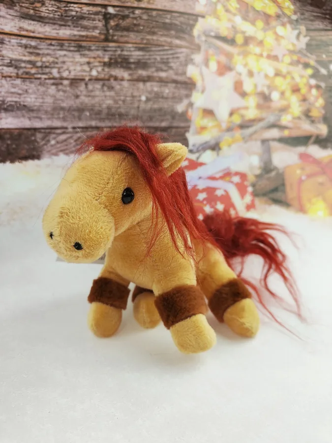 Игрушка мягкая Jile Toys Брелок лошадка красная грива, 16см