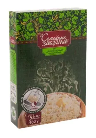Рис длиннозерный пропаренный, в пакетиках Семейные закрома, 400г