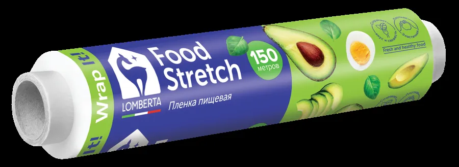 Пленка пищевая Lomberta 29 см х 150 м в рулоне, плотная для упаковки и хранения продуктов