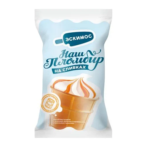 Мороженое Эскимос пломбир на сливках с вареной сгущенкой в вафельном стакане 85г